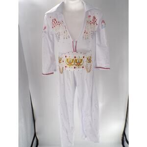 Dance Costume Elvis Large Child White Jumpsuit Jazz Tap Rhinestones character